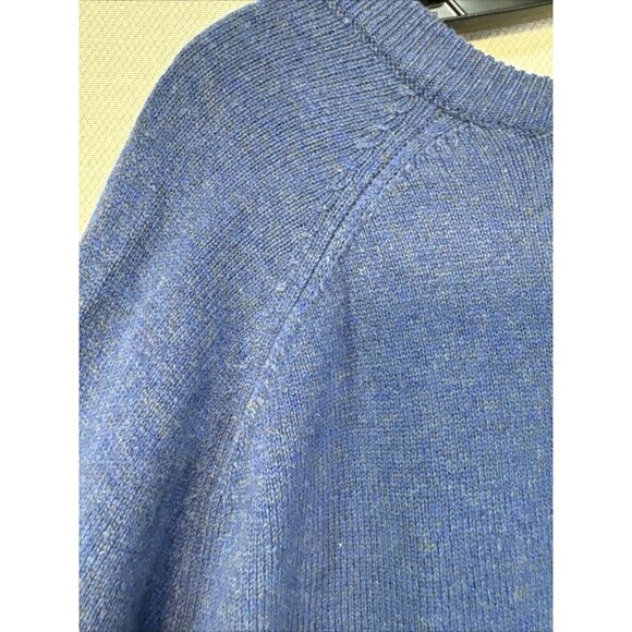 LL Bean Mens Lambs Wool Preppy Academia Sweater Size L Blue V-neck - Picture 12 of 12